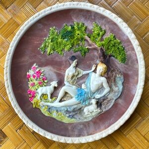 Vintage solid Incolay stone plate "A Thing of Beauty" 1978